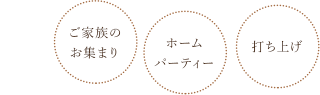 ご家族のお集まりホームパーティー打ち上げ